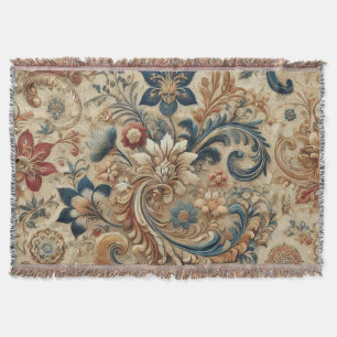Ornate Vintage Floral Brocade Pattern 2 Throw Blanket