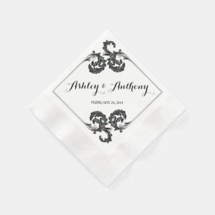 Ornate Vintage Floral Personalized Wedding Napkin
