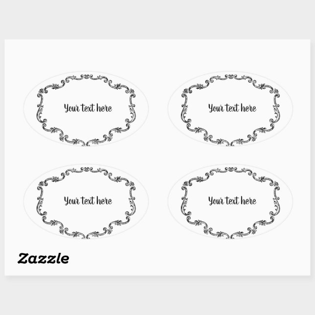 Ornate Vintage Frame Add Text Oval Labels (Sheet)