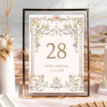 Ornate Vintage Frame Bohemian  Flowers Wedding Table Number<br><div class="desc">For further customization,  please click the "Personalize this template",  then "Edit using Design Tool". Stylish editable easy to use wedding templates,  more items available in the store (invitations,  rsvp,  thank you cards,  stationery & decor). If you need help or matching items,  please contact me.</div>