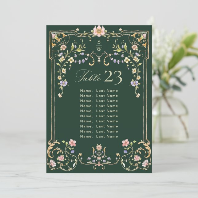 Ornate Vintage Frame Bohemian Table Number Cards (Standing Front)