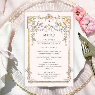 Ornate Vintage Frame Boho Wedding Dinner Menu