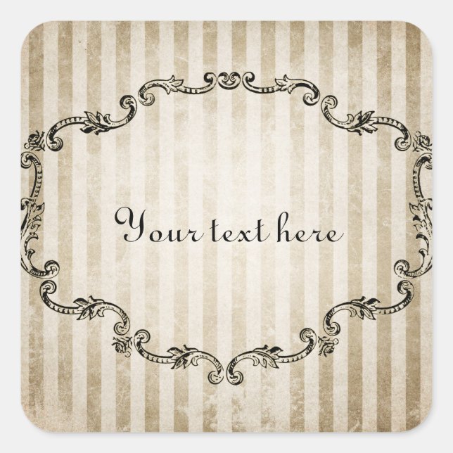 Ornate Vintage Frame Customizable Square Sticker (Front)