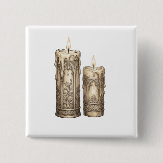 Ornate Vintage Gothic Candles 2 Inch Square Button