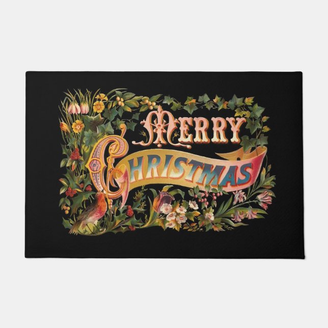 Ornate Vintage Merry Christmas Doormat (Front)