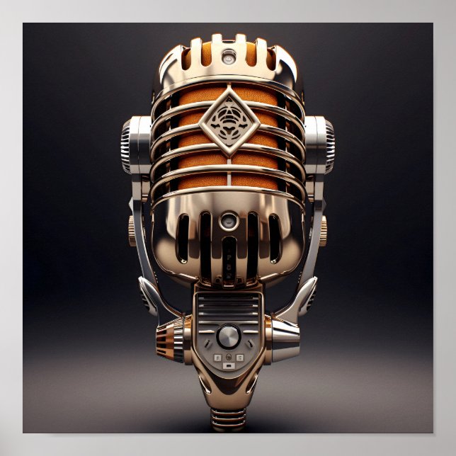 Ornate Vintage Microphone Poster (Front)