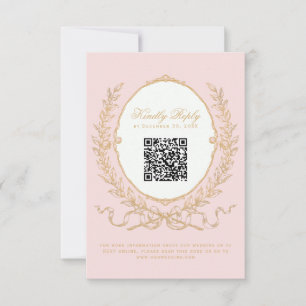 Ornate Vintage Pink Paris QR Code RSVP Card