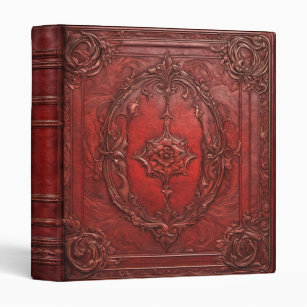 Ornate Vintage Red Leather Book of Shadows Binder