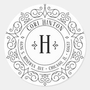 Ornate Vintage Swirls Circular - Cori Classic Round Sticker