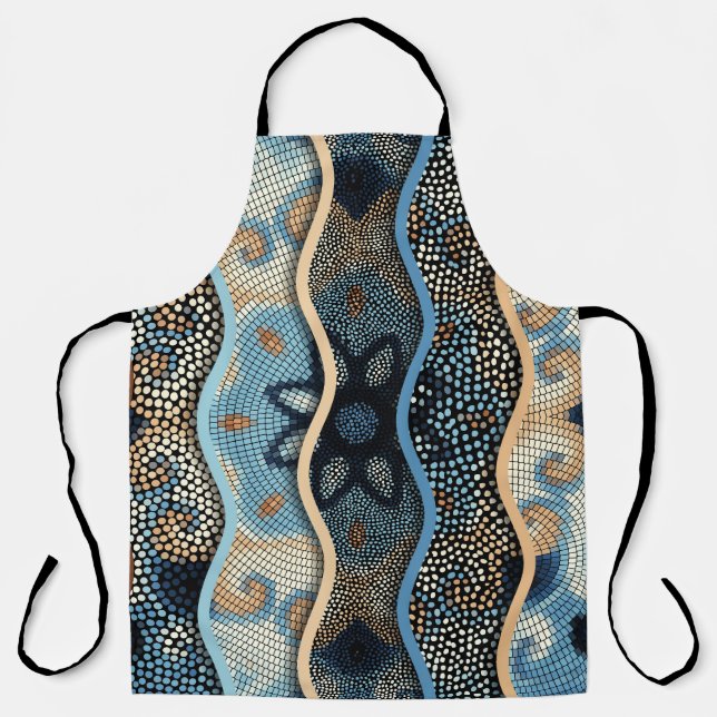 Ornate Waves: Mosaic Tile Texture. Apron (Front)