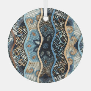 Ornate Waves: Mosaic Tile Texture. Glass Ornament
