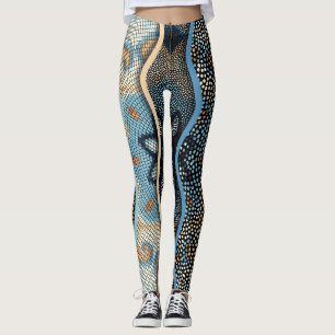 Ornate Waves: Mosaic Tile Texture. Leggings