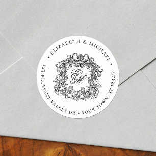 Ornate Wedding Crest Monogram Return Address Label