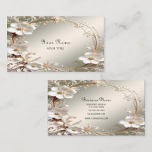 Ornate White Floral Frame Business Card
