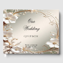 Ornate White Floral Frame Guest Book