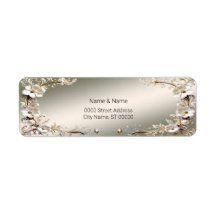 Ornate White Floral Frame Return Address Label