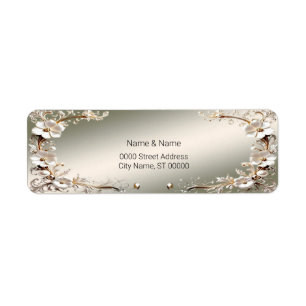 Ornate White Floral Frame Return Address Label