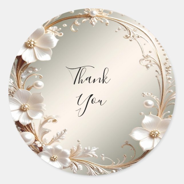 Ornate White Floral Frame Sticker (Front)