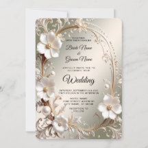 Ornate White Floral Frame Wedding