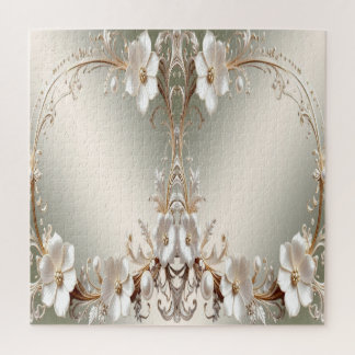 Ornate White Floral Jigsaw Puzzle