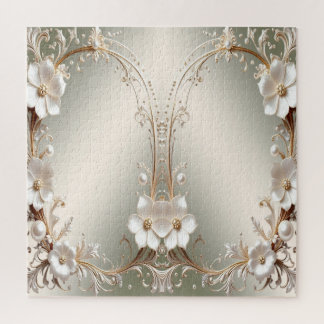 Ornate White Floral Jigsaw Puzzle