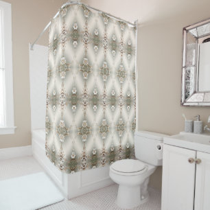 Ornate White Floral Shower Curtain
