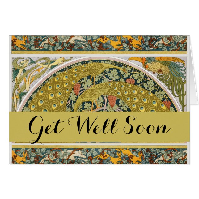Ornate William Morris Style Peacock Grapevine Art (Front Horizontal)