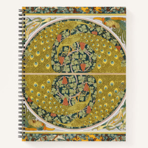 Ornate William Morris Style Peacock Grapevine Art Notebook