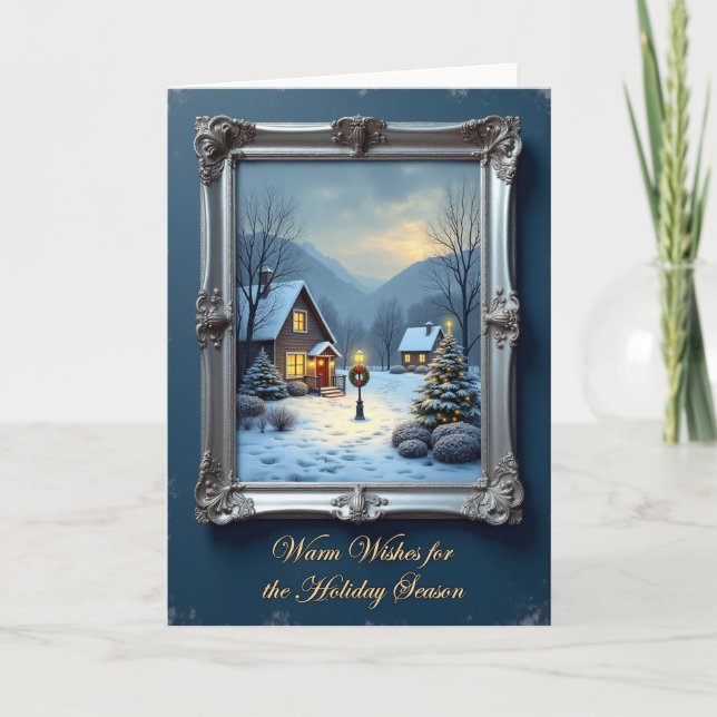 Ornate Winter Scene Christmas Card (Front)