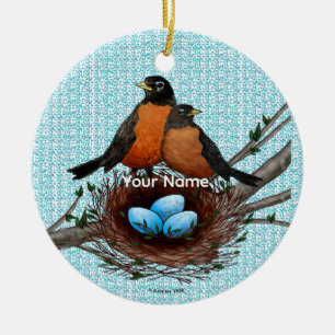 Ornement à nom personnalisé Robins Nest