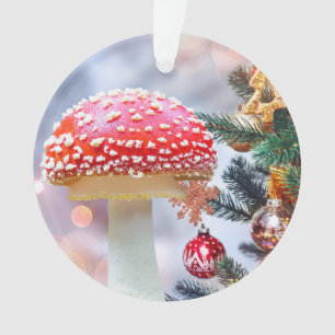 Ornement acrylique aux champignons rouges