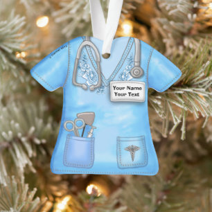 Ornement acrylique bleu Rose Nurse