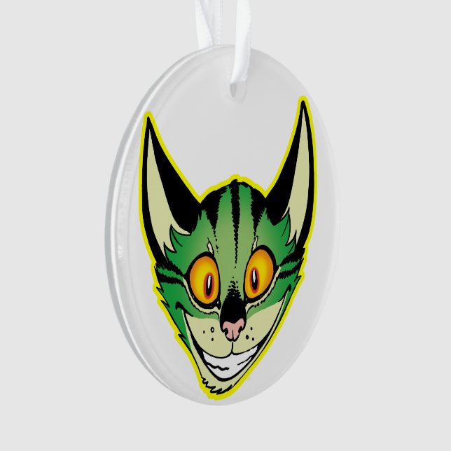 Ornement acrylique de chat de dessin fluorescent (devant)