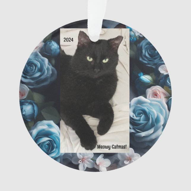 Ornement acrylique de chat noir - Catmas de la moe (devant)