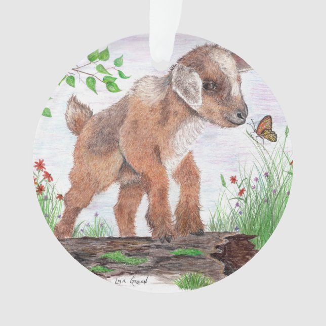 Ornement acrylique de chèvre de bébé (devant)
