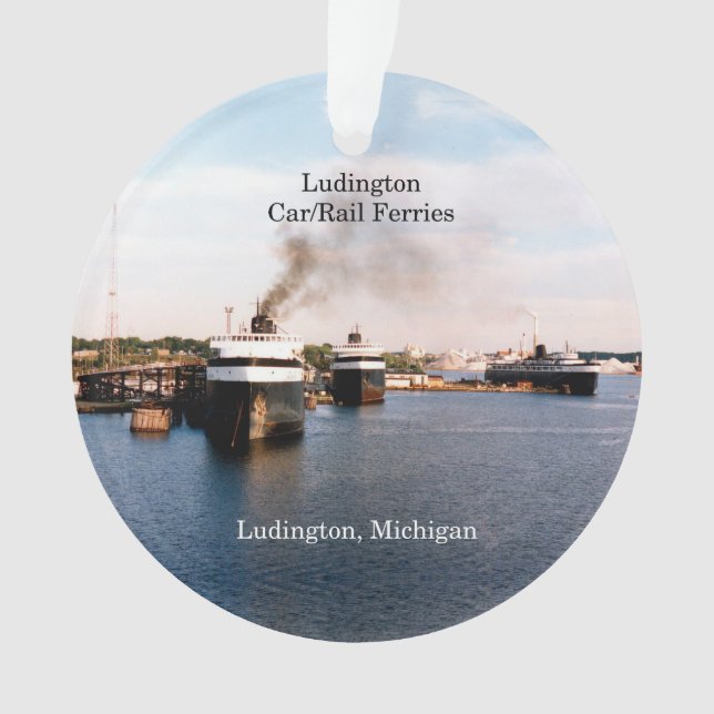 Ornement acrylique de Ludington Car/Rail Ferries (devant)