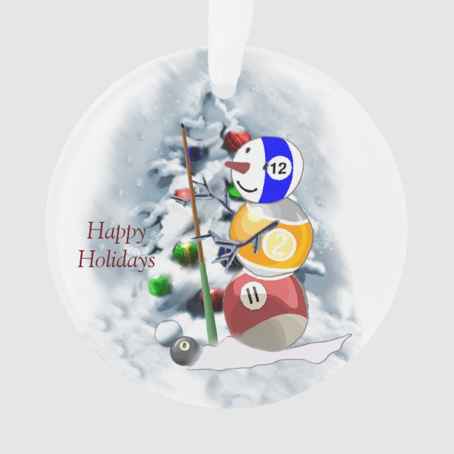 Ornement acrylique de Noël Billiards Ball Snowman (devant)