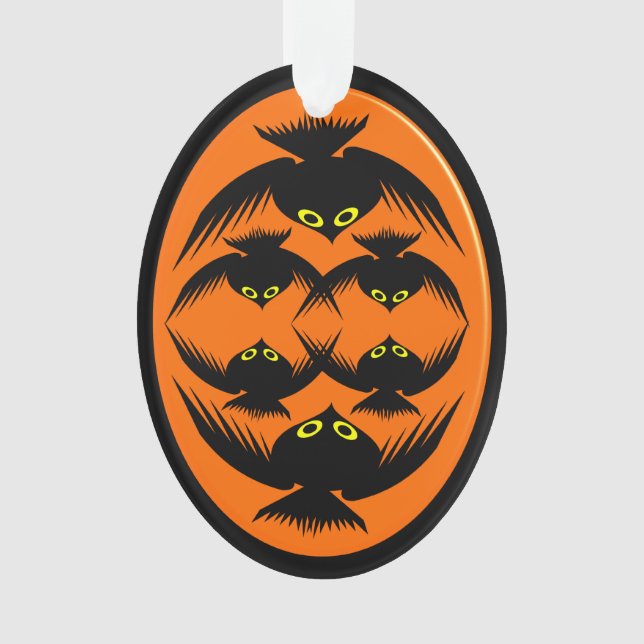 Ornement acrylique des corbeaux d'Halloween (devant)