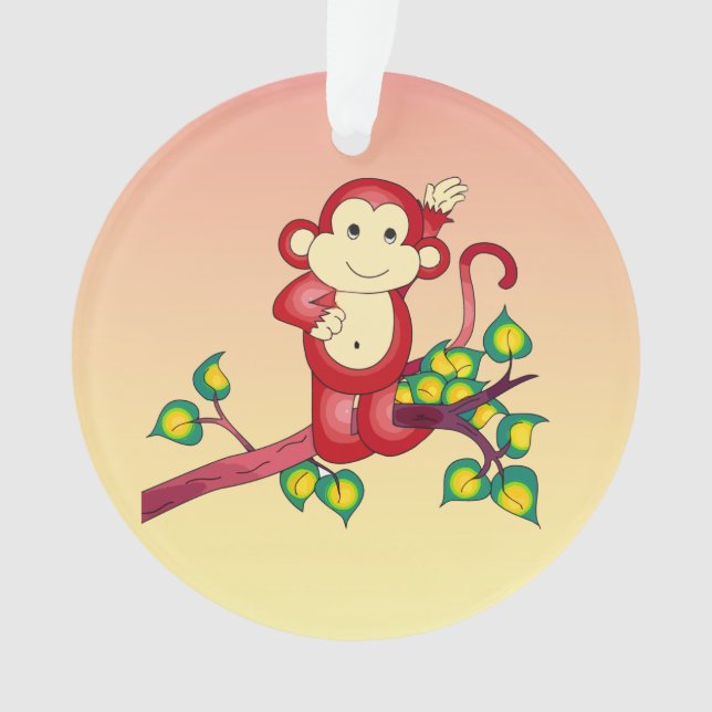Ornement acrylique du singe rouge doux (devant)