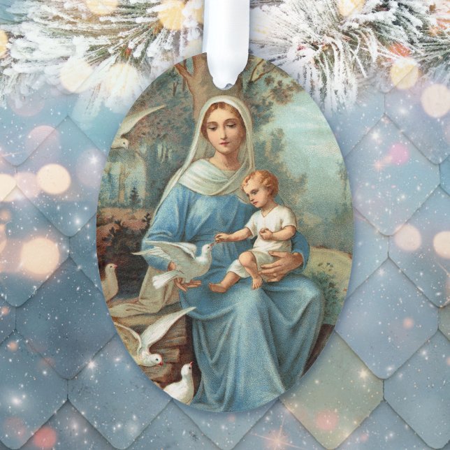 Ornement acrylique Madonna bleu français (Créateur téléchargé)