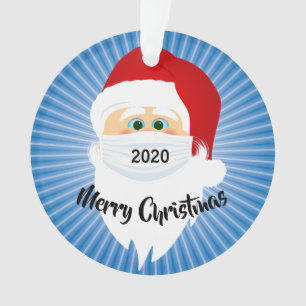 Ornement acrylique Masqué Père Noël 2020 Blue Star