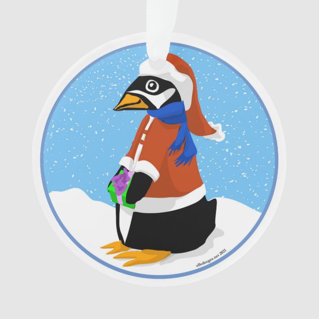 Ornement acrylique père Noël Penguin (devant)