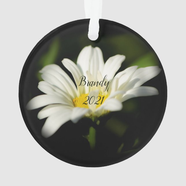 Ornement acrylique rond Oxeye Daisy (dos)