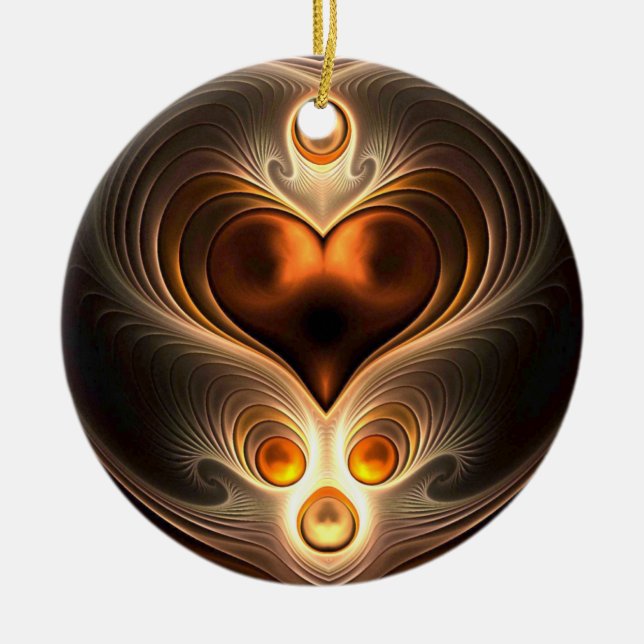 Ornement ambre de Noël de coeur d'éternité (Devant)