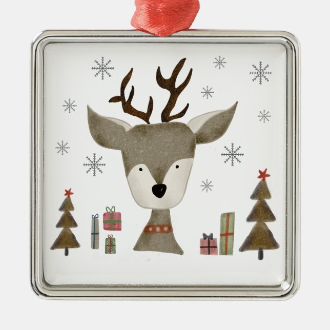 Ornement | Antique Reindeer | Aquarelle (Devant)