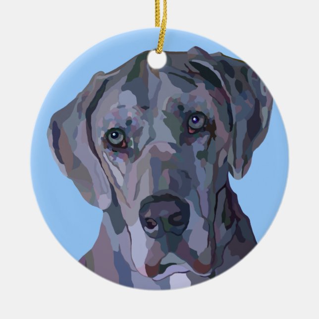 Ornement argenté de great dane Merle (Devant)