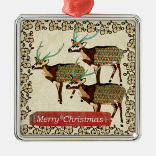 Ornement artistique de Joyeux Noël de cerfs