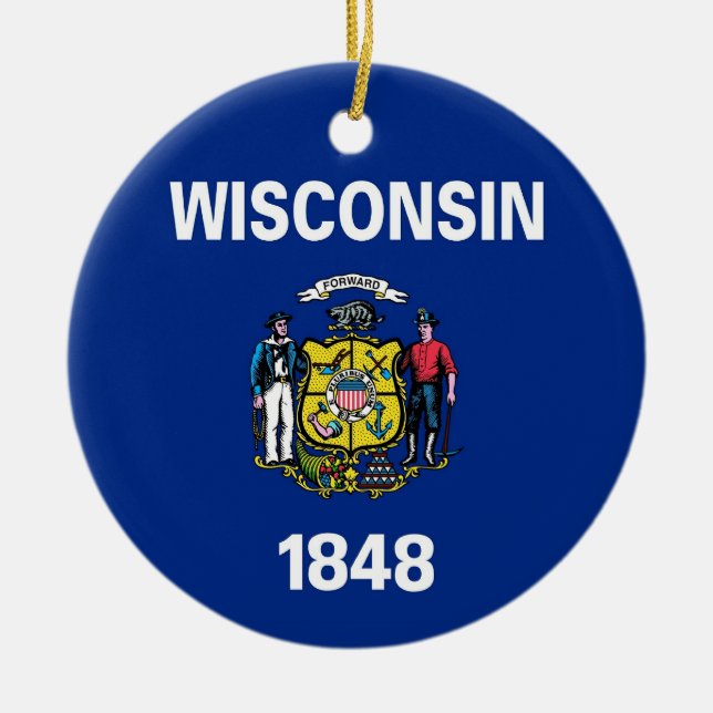 Ornement avec drapeau du Wisconsin (Devant)