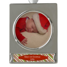 1er Modèle de l'ornement photo de Noël du bébé