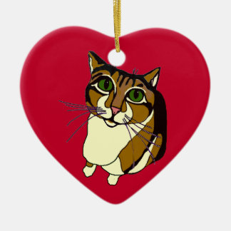 Ornement bariolé de coeur de chat